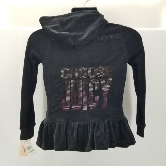 JUICY COUTURE TRACKSUIT  Rhinestones Black  VELOUR SIZE 8/10 - Picture 5 of 16